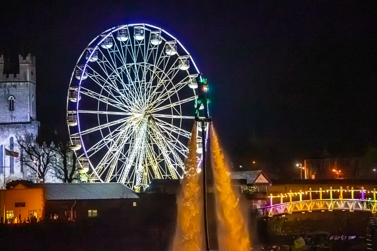 A Ferris Wheel at night