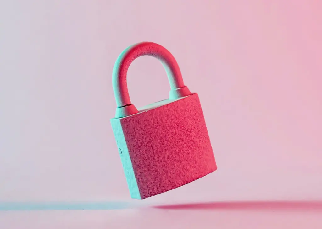 pink padlock floating in air