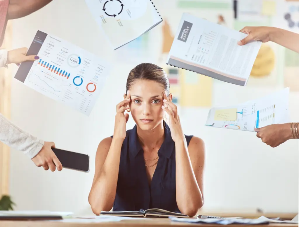 stressed woman at office